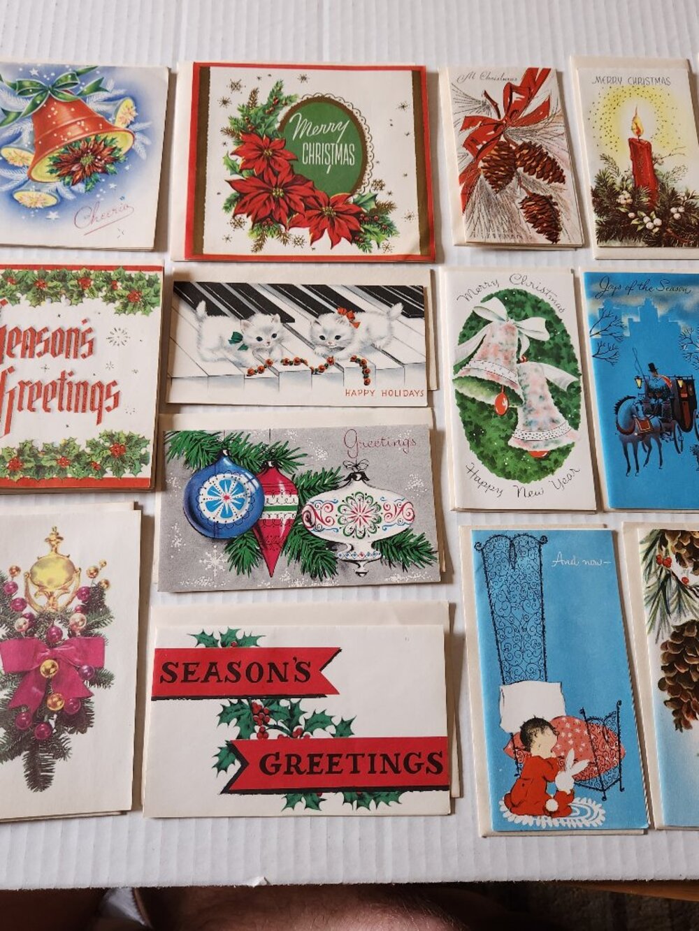 Lot of 17 Vintage MCM Holiday Christmas Cards 1940s/1950s/1960s NOS Unused T2